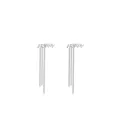 Elegant S925 sterling silver dangle earrings with HAPPY letters and long tassels - 925 Silver / Silver