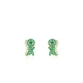 Cute gold S925 sterling silver dinosaur stud earrings with green micro-pave crystals - 925 Silver / Gold