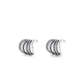 S925 sterling silver multi-layer hoop earrings with micro-set white zircon accents - 925 Silver / Silver