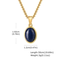 Unisex gold stainless steel necklace featuring an oval lapis lazuli blue stone pendant - Lapis Lazuli Single Pendant (PN-2199)