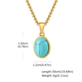 Ovale goudkleurige halsketting met turquoise blauwe hanger en verstelbare ketting - Turkoois Enkele Hanger (PN-2199)