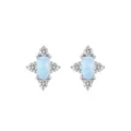 925 Silber Ohrstecker mit rechteckigem blauem Opal und strahlenden Zirkonia-Steinen - US-Größe 5 / Ohrstecker (RHS817)