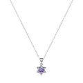Elegante collana in argento s925 con pendente a fiore in zircone viola su catena sottile - Argento sterling 925