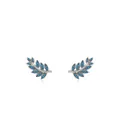 S925 Sterling Silber Blatt-Ohrstecker mit Türkis-Steinen in minimalistischem Design - 925er Silber / S925 Sterlingsilber (Himmelblau)