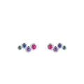 Orecchini a lobo arcobaleno in argento 925 con pietre preziose colorate dal design curvo - Argento 925 / Argento