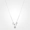 S925 Silberhalskette mit mikro-gepflastertem Vorhängeschloss, Schlüssel und Anhängern an Mixkette - 925er Silber / 925 Sterlingsilber