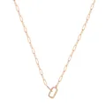 Collar de clip en oro rosa con un colgante rectangular minimalista con micro pavé - Plata 925 / Oro rosa