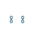 Pendientes de plata con diseño infinity y turquesas en una toma profesional simétrica - Plata 925 / Plata de ley 925