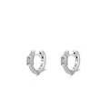 S925 sterling silver hoop earrings with a rectangular zircon and pavé setting on white background - 925 Silver / 925 Sterling Silver