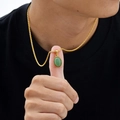 Unisex vintage gouden ketting met ovale groene natuursteen hanger sieraad juwelen - Groene Aventurijn Hanger + Touwketting (PN-2199)
