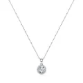 Eleganze S925 Sterlingsilber Halo Halskette mit funkelndem runden Zirkonia Anhänger - 925er Silber / 925 Sterlingsilber