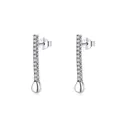 Orecchini a barra in argento S925 con micro-set di cristalli e pendente a goccia - Argento 925 / Argento