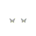 Elegantes pendientes de mariposa dorados con circonitas cúbicas sobre fondo blanco - Plata 925 / Dorado