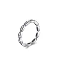 Elegant S925 sterling silver wavy ring with micro-paved white cubic zirconia stones - US Size 6 / Silver