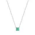 Collar de plata S925 con colgante cuadrado de turmalina Paraiba en color verde - Plata 925 / Plateado