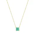 Collar de plata 925 con una piedra preciosa verde cuadrada y un acabado en oro - Plata 925 / Dorado