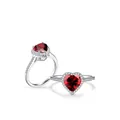S925 sterling silver ring with heart-shaped red zircon and micro-pave white stones - US Size 6 / 925 Sterling Silver