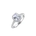 Elegant S925 sterling silver ring featuring a large rectangular zircon center stone - US Size 6 / Silver