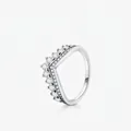 Elegante S925 sterling zilveren V-vormige ring met schitterende zirkonia stenen - US Maat 6 / Kroon V-vorm Diamanten Ring (RHR522)
