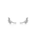 Elegante S925 Sterling Silber Flügel Ohrringe mit funkelnden Zirkonia im symmetrischen Design - 925er Silber / Silber
