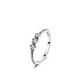 Anello stella in argento sterling con zircone intarsiato e dettaglio texture a sfere - Taglia US 5 / Argento