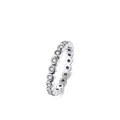 Anello eternity minimalista in argento sterling S925 con zirconi a taglio tondo - Taglia US 6 / Anello a Fila con Bordo Perlato Ondulato (RHR374)