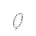 Minimalistischer S925 Sterlingsilber Perlenring mit poliertem Metallkugel-Design - US-Größe 5 / Silber