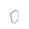 Anello a V in argento sterling S925 minimalista con pavé di zirconi cubici - Taglia US 6 / Anello a Fila a V (RHR448)