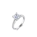 Minimalist S925 sterling silver square zircon ring with micro-pave setting on a white background - US Size 6 / 925 Sterling Silver