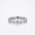 Sparkling S925 sterling silver heart-shaped eternity ring with micro-pave zircon stones - US Size 6