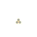 Pendiente de botón individual en plata S925 con tres circonitas cúbicas transparentes - Estilo Cluster de Tres Piedras Oro (RHE960G)