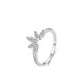 Eleganter s925 Silber Kronenring mit fünf Zirkonia im Marquise-Schliff in Fächerform - US-Größe 5 / Silber