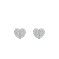 Sparkling 925 sterling silver heart stud earrings with pave-set shimmering crystals - US Size 5 / Heart Studs / Silver