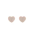 Elegant 925 sterling silver heart stud earrings with rose gold plating and pavé cubic zirconia - US Size 5 / Heart Studs / Rose Gold Earrings