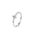 Minimalistischer S925 Sterlingsilber Ring mit doppeltem Zirkonia-Überkreuz-Design - US-Größe 5 / Silber