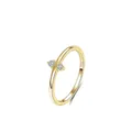 Minimalistischer S925 Sterlingsilber Ring in Gold mit zwei funkelnden Zirkonia - US-Größe 5 / Gold