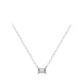 Elegante collar de plata de ley 925 con colgante de circonita talla esmeralda - Plata 925 / Plateado