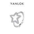 Anello stella traforata in argento sterling S925 con pavé di zirconi da donna - Taglia US 5 / Argento