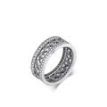 S925 Sterling Silber Ring im Retro-Design mit funkelnden Zirkonia-Steinen besetzt - US-Größe 5 / Silber