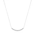 Elegante S925 Sterling Silber Kette mit gebogenem Anhänger und Zirkonia Steinen - 925 Sterlingsilber