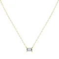 Collar de oro minimalista con una piedra preciosa tallada en esmeralda con engaste de garras - Plata 925 / Dorado