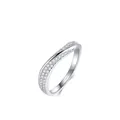 Irregular wavy S925 sterling silver ring with micro-pave white cubic zirconia stones - US Size 5 / Silver