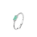 Minimalist S925 silver ring featuring a rectangular green zircon stone in a sleek design - US Size 5 / Silver