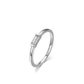 Minimalist S925 sterling silver ring with a rectangular cubic zirconia stone - US Size 5 / Silver