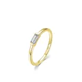 Minimalist S925 sterling silver ring in golden finish with rectangular zircon stone - US Size 5 / Gold