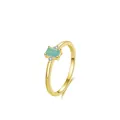Minimalist S925 sterling silver gold ring with rectangle green zircon stone - US Size 5 / Gold