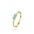 Elegant 925 sterling silver gold plated ring with emerald green stone and white zircon - US Size 5 / Gold