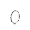 Anello in argento sterling S925 con motivo floreale inciso e finitura argento retrò - Taglia US 5 / Argento