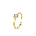 Minimalist S925 sterling silver gold ring with emerald cut zircon and side stones - US Size 5 / Gold
