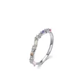 S925 sterling silver rainbow eternity ring with colorful rectangle zircons and white crystals - US Size 5 / 925 Sterling Silver